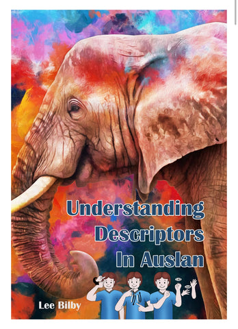 This new book uses the topics People and Animals to enhance descriptive communication in Auslan

It covers advanced concepts including:

Emphasis, Extent, Exaggeration, Enactment and Enthusiasm to modify a signs meaning
The role of facial expressions and