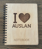 Wooden I ❤️ Auslan Notebook